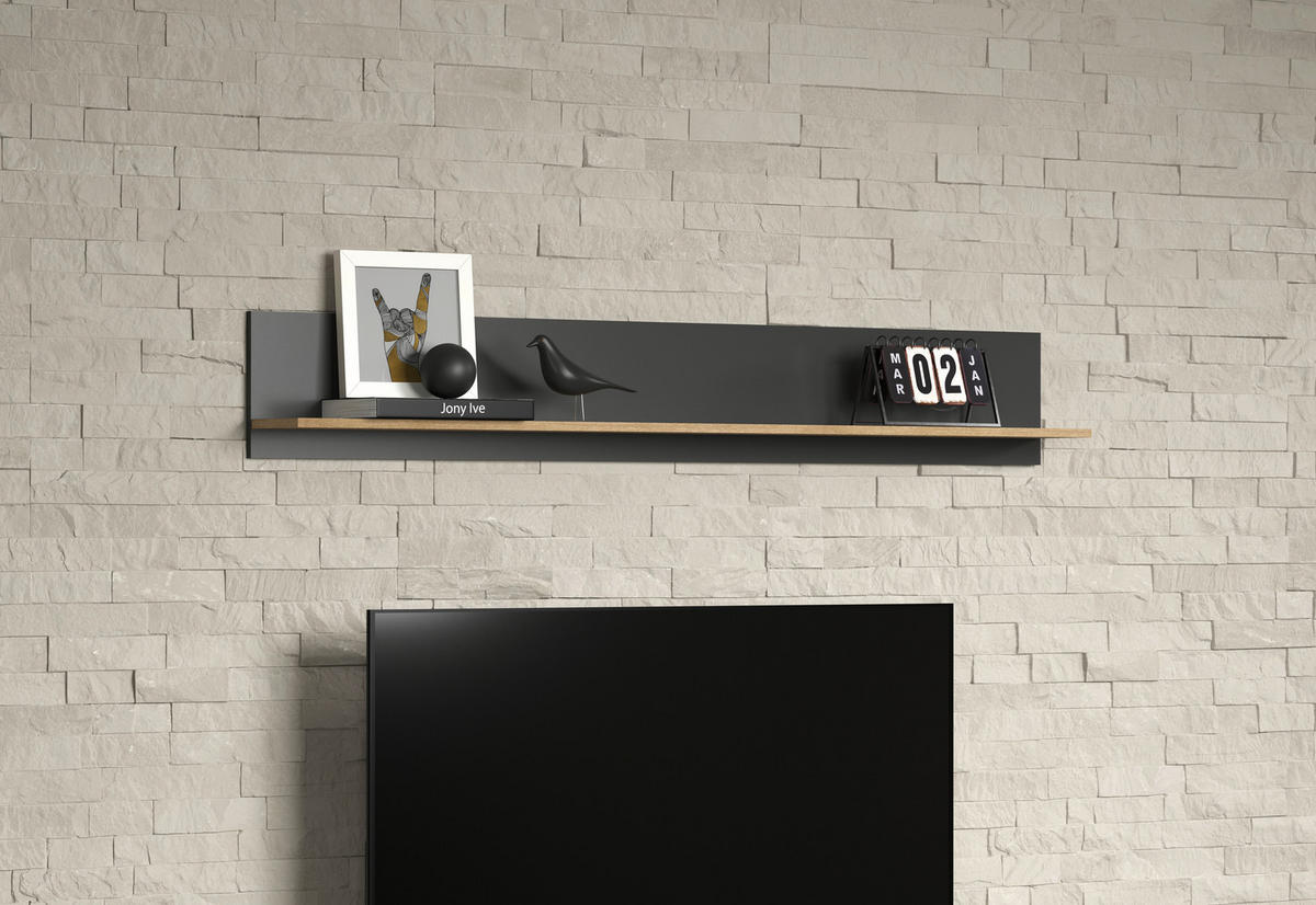 Wandboard Esteban anthrazit Eiche Evoke Coast Nachbildung B/H/T: ca. 167x25x17 cm Esteban - Eiche/anthrazit (167,00/25,00/17,00cm)