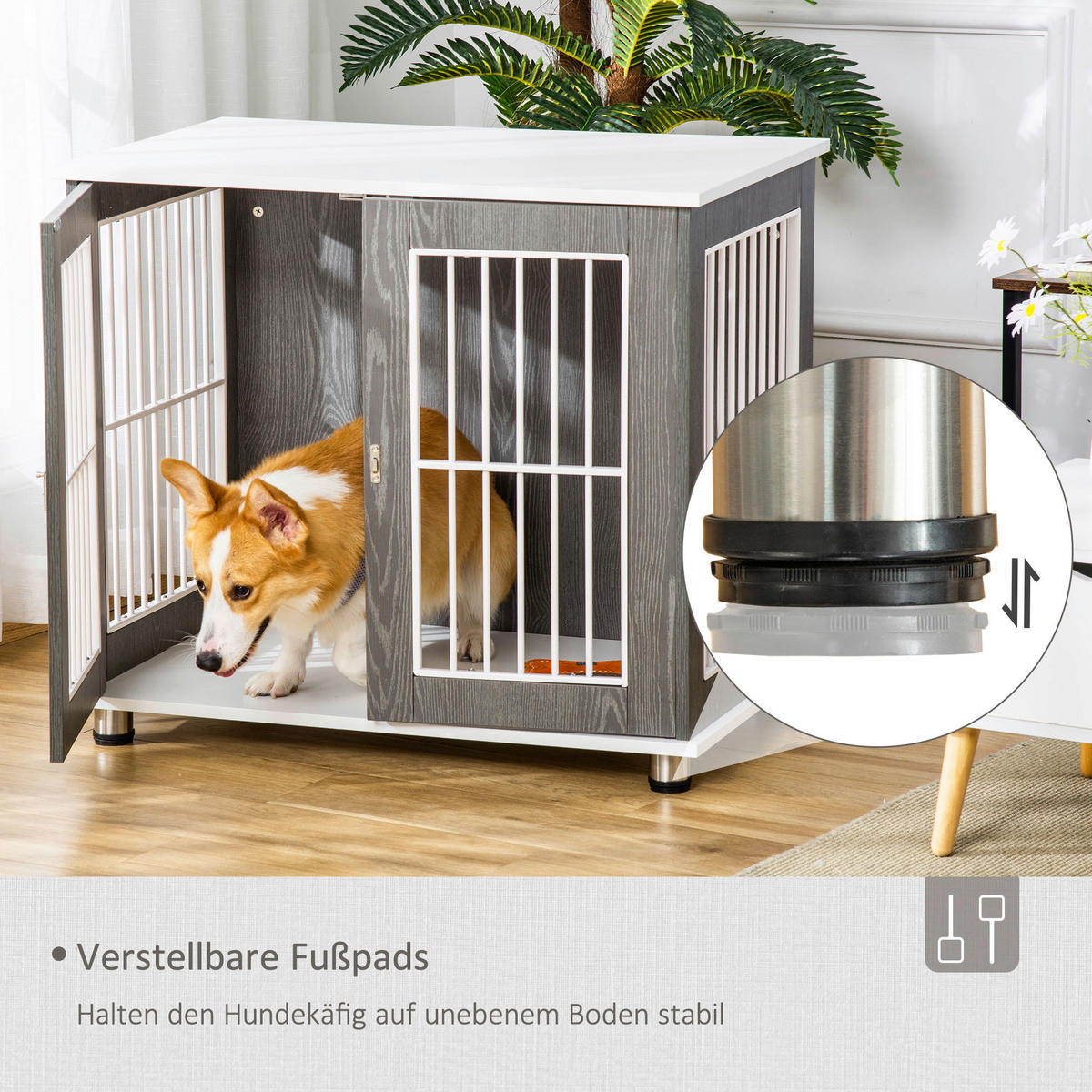 PawHut Hundekäfig Hundekäfig - (85,00/55,00/75,00cm) - PawHut