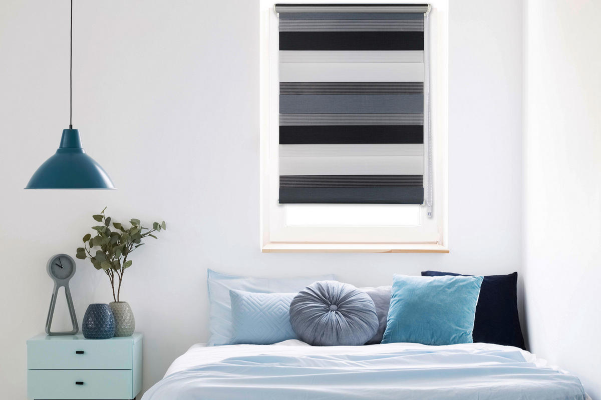 Doppelrollo Just-Triple grau B/L: ca. 80x210 cm Just-Triple - anthrazit/grau (80,00/210,00cm)
