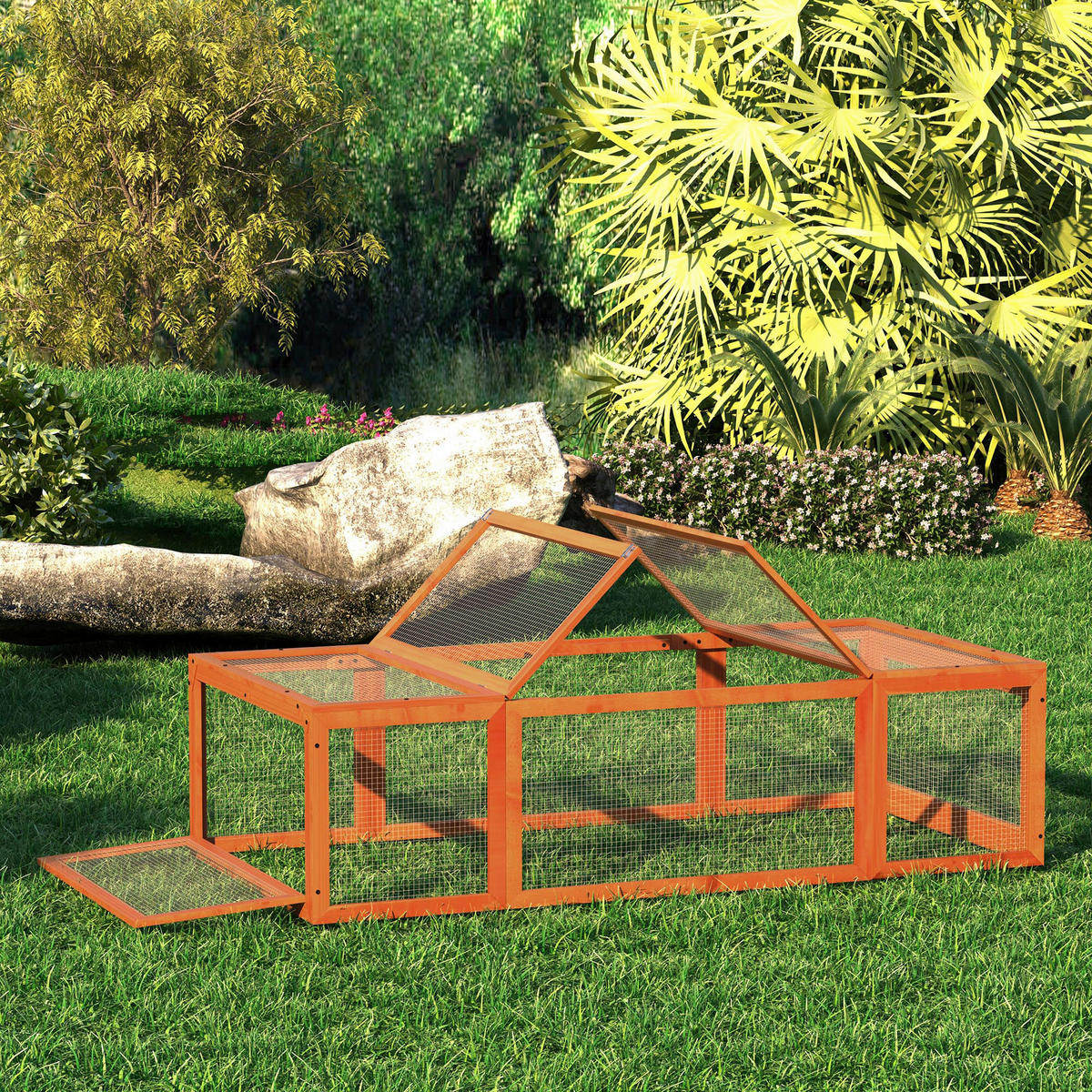 PawHut Stall orange Holz B/H/L: ca. 90x180x48 cm Kleintierstall - orange (48,00/90,00/180,00cm) - PawHut
