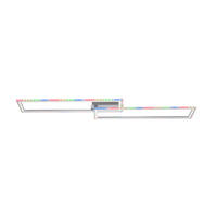 Just Light LED-Deckenleuchte FELIX60 14635-55 stahlfarbig weiß Kunststoff Stahl B/H/T: ca. 121x6,4x72 cm 2 Brennstellen FELIX60 - weiß/stahlfarbig (121,00/6,40/72,00cm) - Just Light