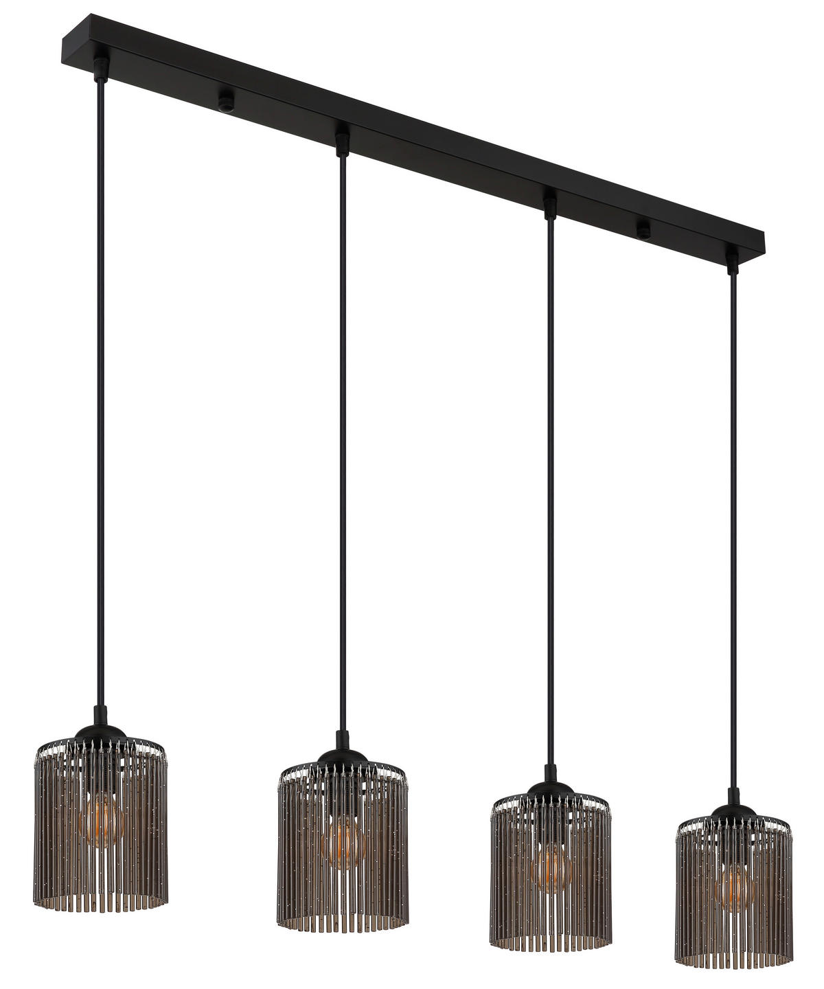 GLOBO Pendelleuchte LEEDS 33080408 schwarz Rauch Metall Kunststoff B/H/L: ca. 87x133x12 cm E14 4 Brennstellen LEEDS - schwarz/Rauch (12,00/87,00/133,00cm) - GLOBO