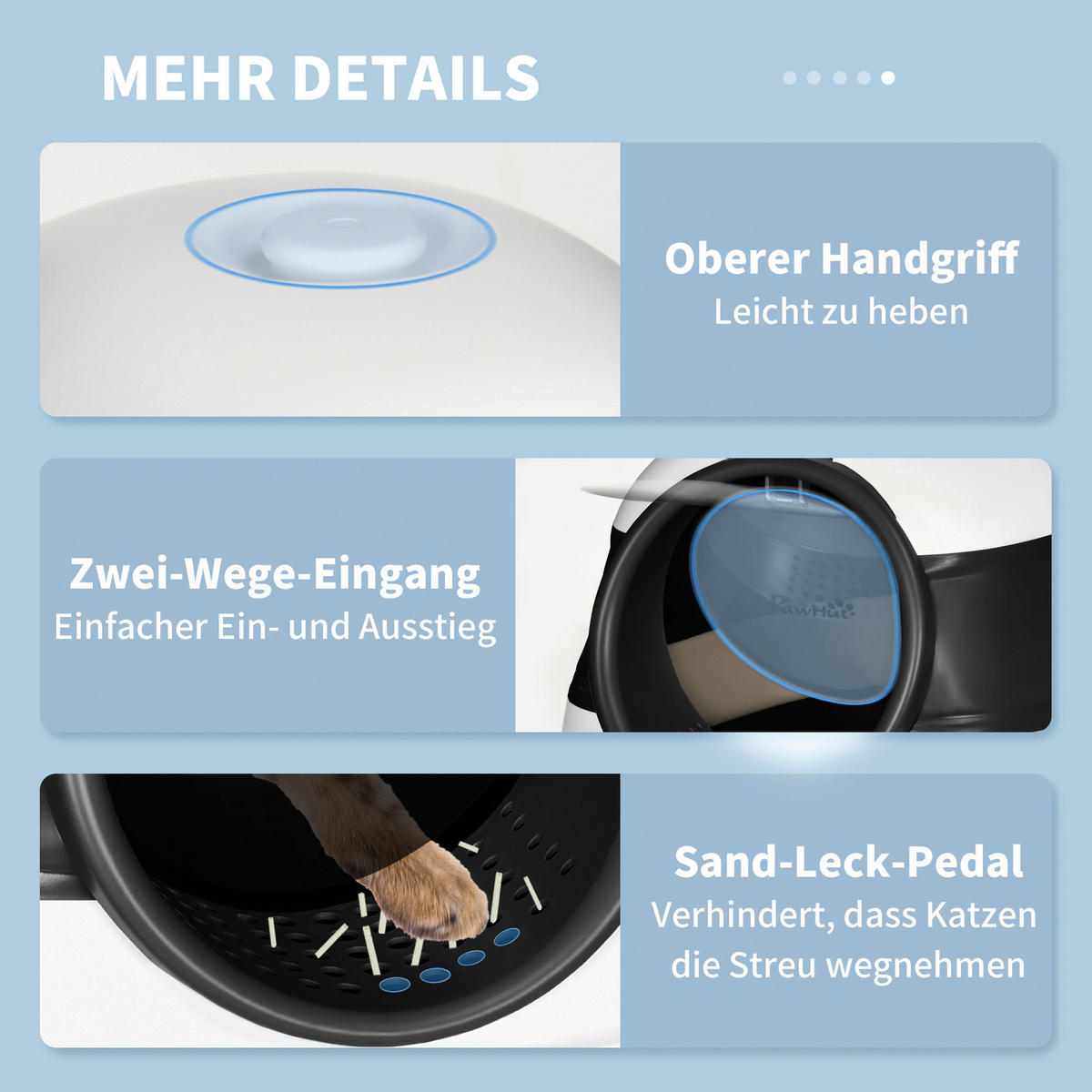 PawHut Katzentoilette schwarz Kunststoff B/H/L: ca. 41x38x52 cm Katzentoilette - weiß/schwarz (52,00/41,00/38,00cm) - PawHut