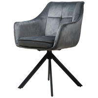 Armlehnstuhl Darwin dunkelgrau schwarz Samtoptik Metall B/H/T: ca. 61x95x60 cm Darwin - schwarz/dunkelgrau (61,00/95,00/60,00cm)