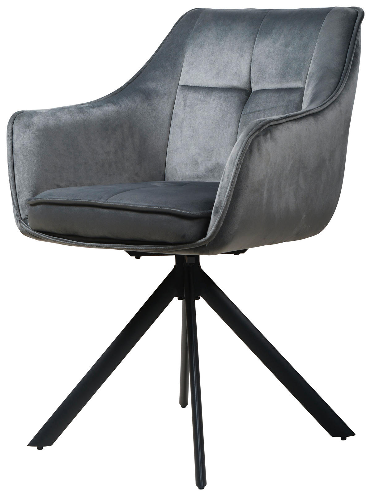 Armlehnstuhl Darwin dunkelgrau schwarz Samtoptik Metall B/H/T: ca. 61x95x60 cm Darwin - schwarz/dunkelgrau (61,00/95,00/60,00cm)