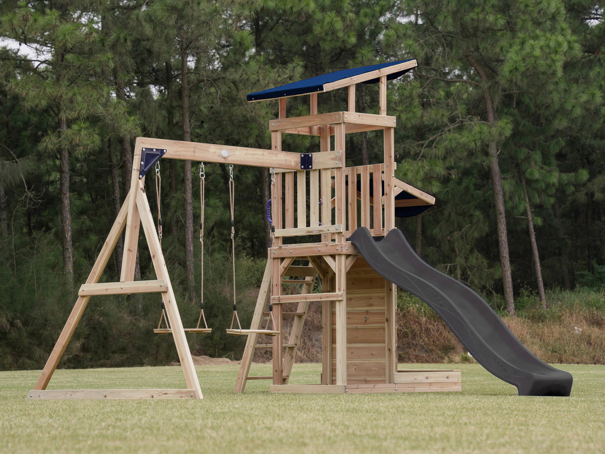 AXI Spielturm Malik grau B/H/L: ca. 345x270x336 cm Malik - braun/grau (336,00/345,00/270,00cm) - AXI