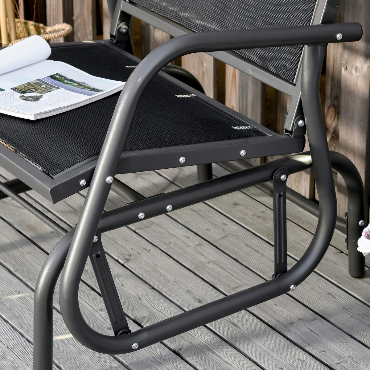Outsunny Gartenstuhl grau Metall B/H/T: ca. 75x85x66 cm Gartenstuhl - grau (75,00/85,00/66,00cm) - Outsunny