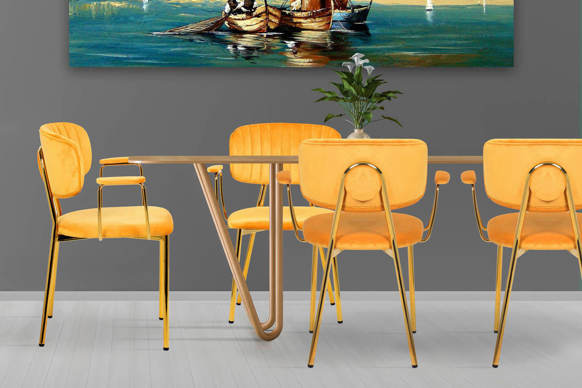 Stuhl Kian 200 2er-Set orange Microfaser B/H/T: ca. 63x80x51 cm Kian 200 2er-Set - gold/orange (63,00/80,00/51,00cm) - 360 Living