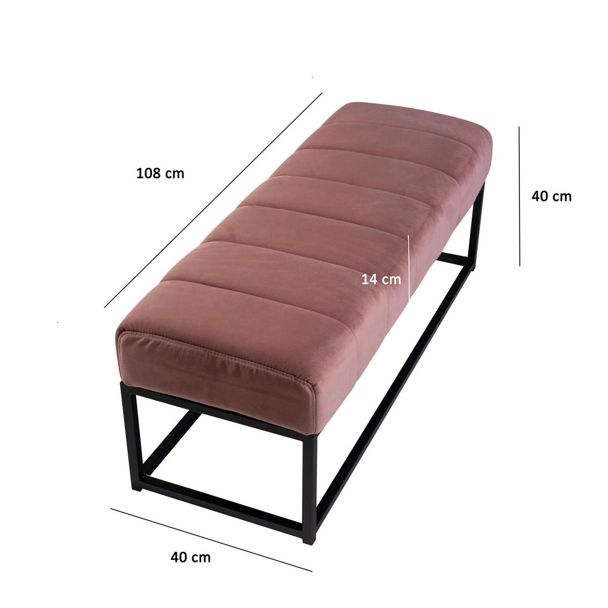 Sitzbank rosa Polyester B/H/T: ca. 108x40x40 cm Sitzbank - rosa (108,00/40,00/40,00cm) - Wohnling