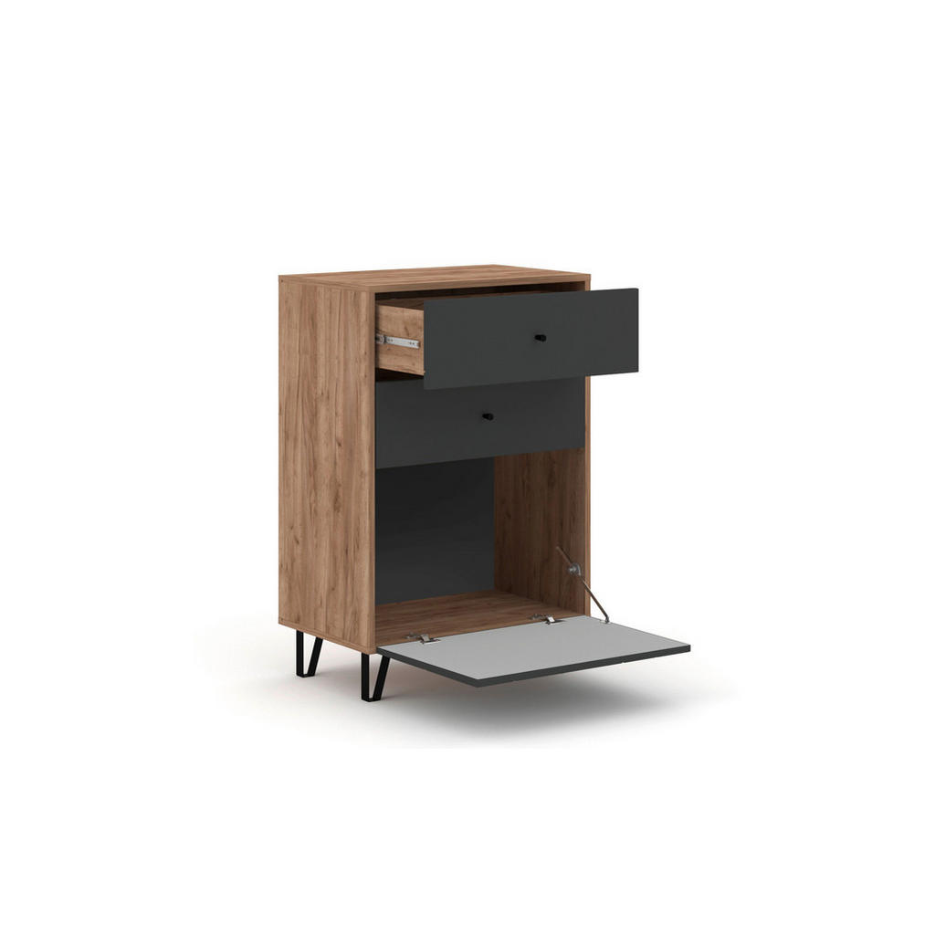 Thumbnail - Kommode BILBAO Eiche Tabak Nachbildung anthrazit B/H/T: ca. 63,4x95,5x40 cm