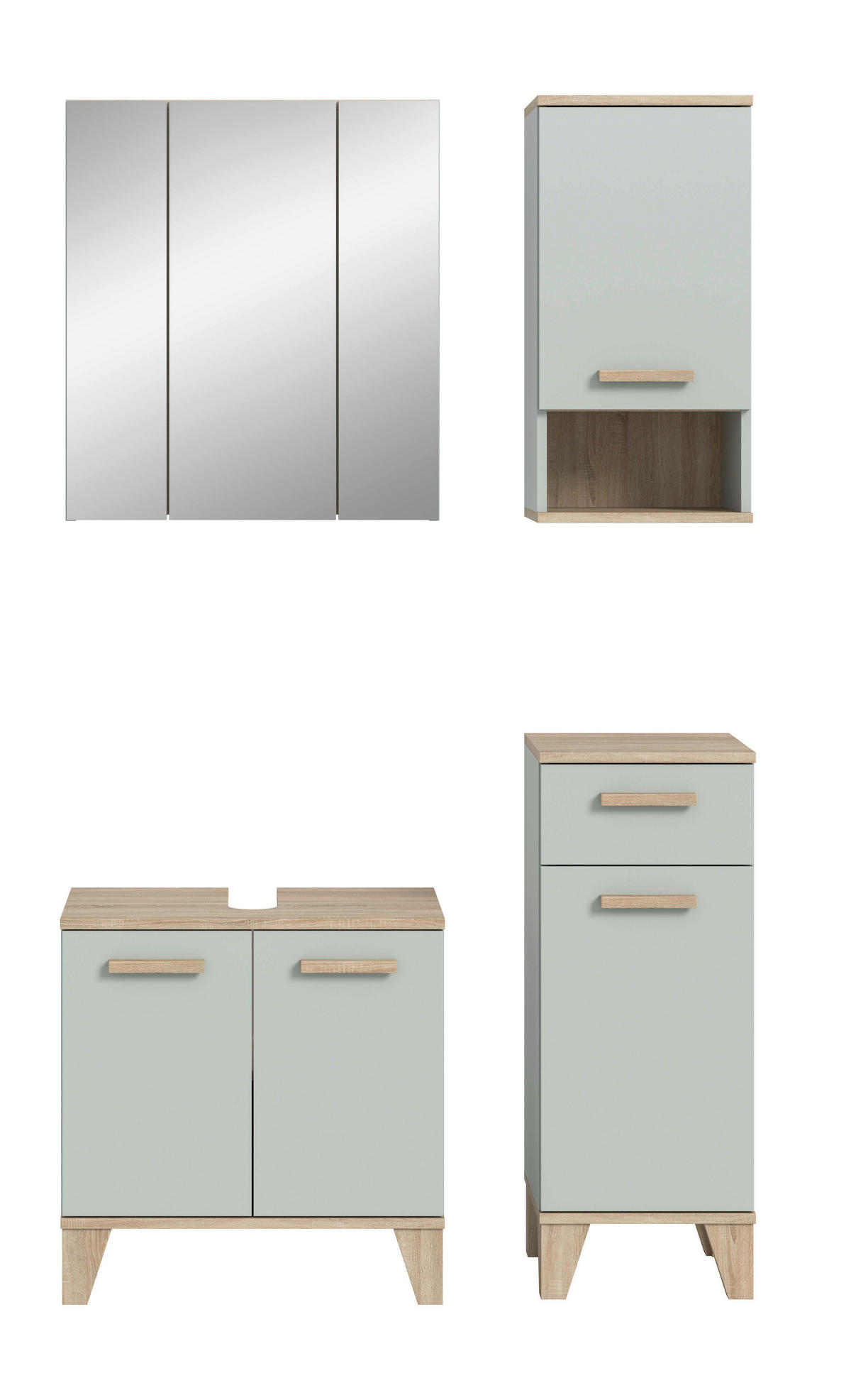 Badezimmer-Set STAR hellgrün Eiche hell Nachbildung B/H/T: ca. 109x190x34 cm STAR - hellgrün (109,00/190,00/34,00cm) - xonox.home