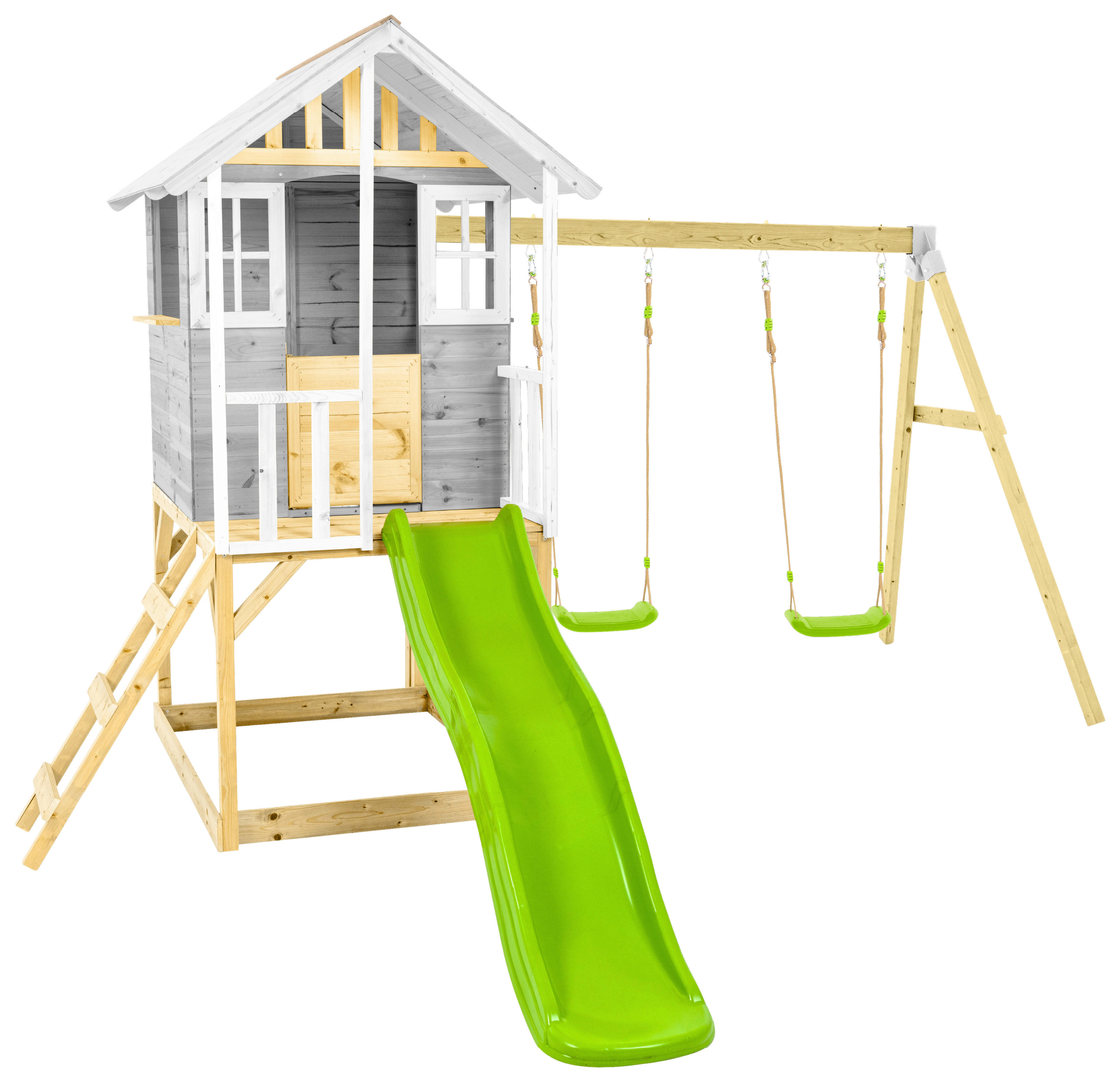 Zwerkules Spielhaus Valli grau B/H/L: ca. 370x224x352 cm Valli - weiß/grau (352,00/370,00/224,00cm) - Zwerkules