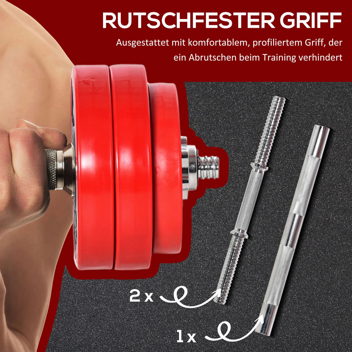 HOMCOM Hantelset Hantelset - rot (45067,00/45067,00/45141,00cm) - HOMCOM