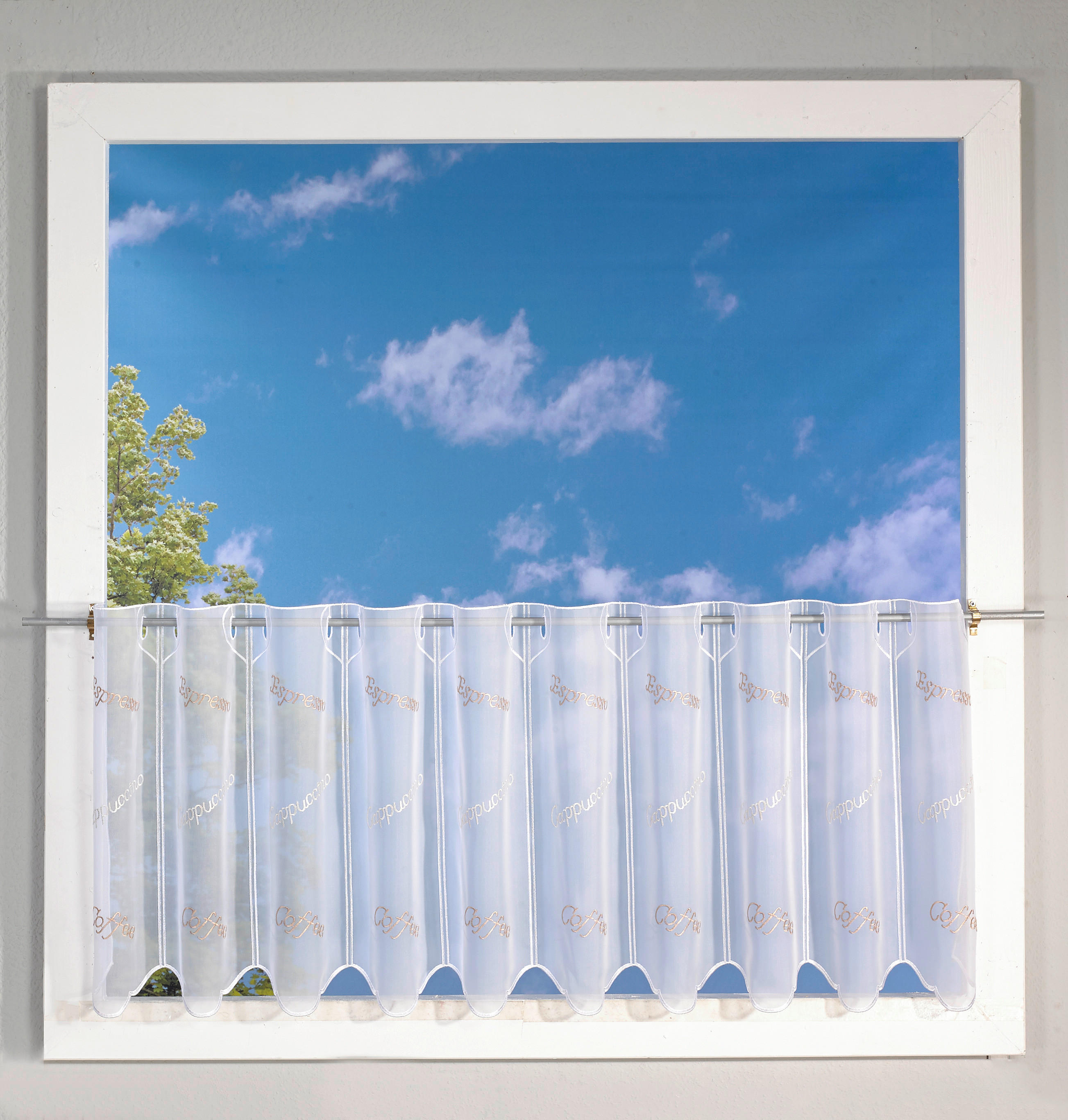 Scheibengardinen-Meterware Cafe braun H: ca. 45 cm Cafe - braun/beige (45,00cm)