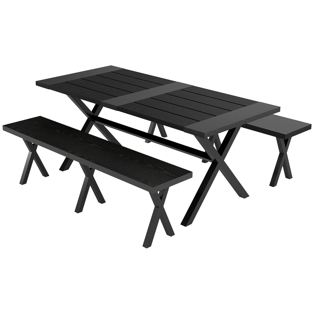 Outsunny Bierzeltgarnitur schwarz Aluminium B/H/L: ca. 80x73x180 cm Bierzeltgarnitur - schwarz (180,00/80,00/73,00cm) - Outsunny