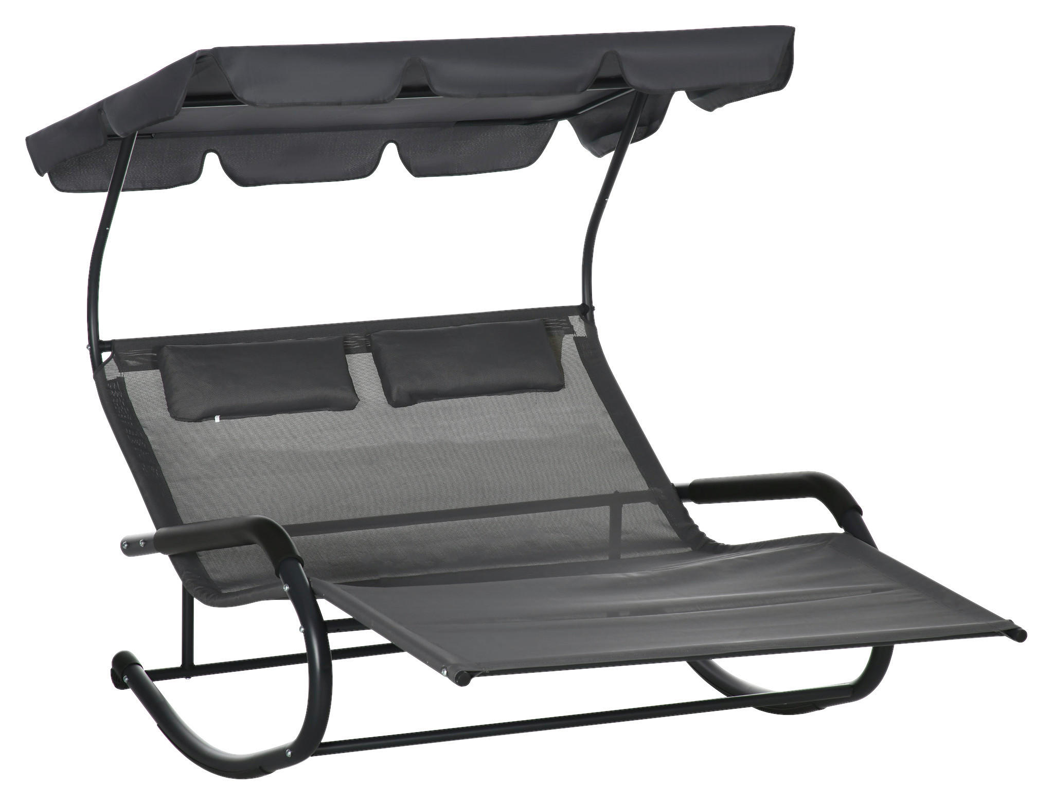 Outsunny Doppel-Sonnenliege dunkelgrau Schaumstoff B/H/L: ca. 139x140x200 cm Doppel-Sonnenliege - dunkelgrau (200,00/139,00/140,00cm) - Outsunny