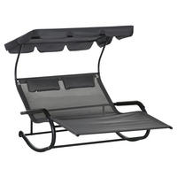 Outsunny Doppel-Sonnenliege dunkelgrau Schaumstoff B/H/L: ca. 139x140x200 cm Doppel-Sonnenliege - dunkelgrau (200,00/139,00/140,00cm) - Outsunny