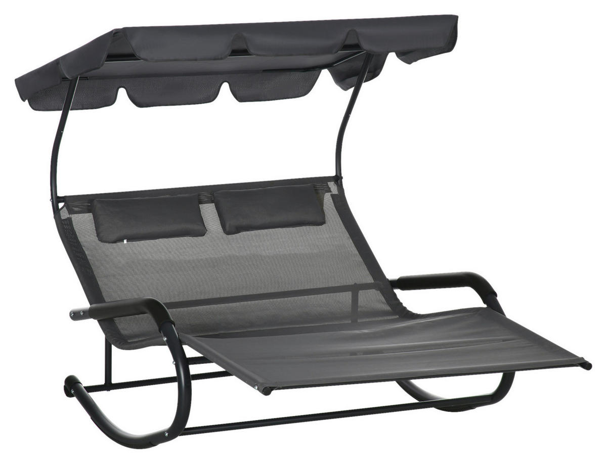 Outsunny Doppel-Sonnenliege dunkelgrau Schaumstoff B/H/L: ca. 139x140x200 cm Doppel-Sonnenliege - dunkelgrau (200,00/139,00/140,00cm) - Outsunny