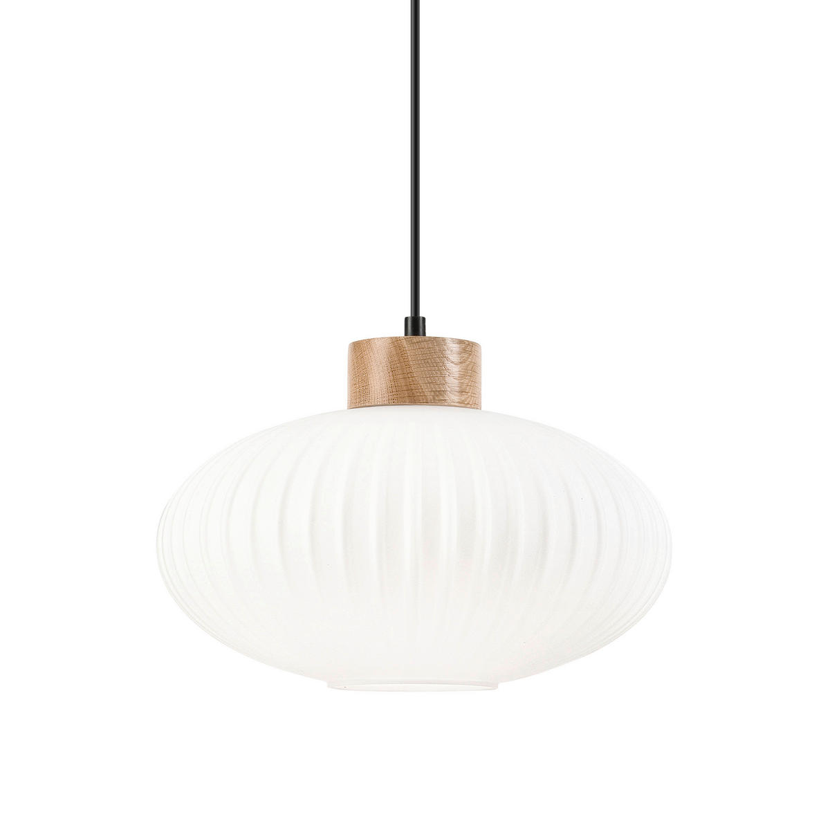 Lamkur Hängeleuchte Eiche weiß Glas Holz B/H/L: ca. 30x102x30 cm 1.0 Brennstellen HARMONY - Eiche/weiß (30,00/30,00/102,00cm) - Lamkur