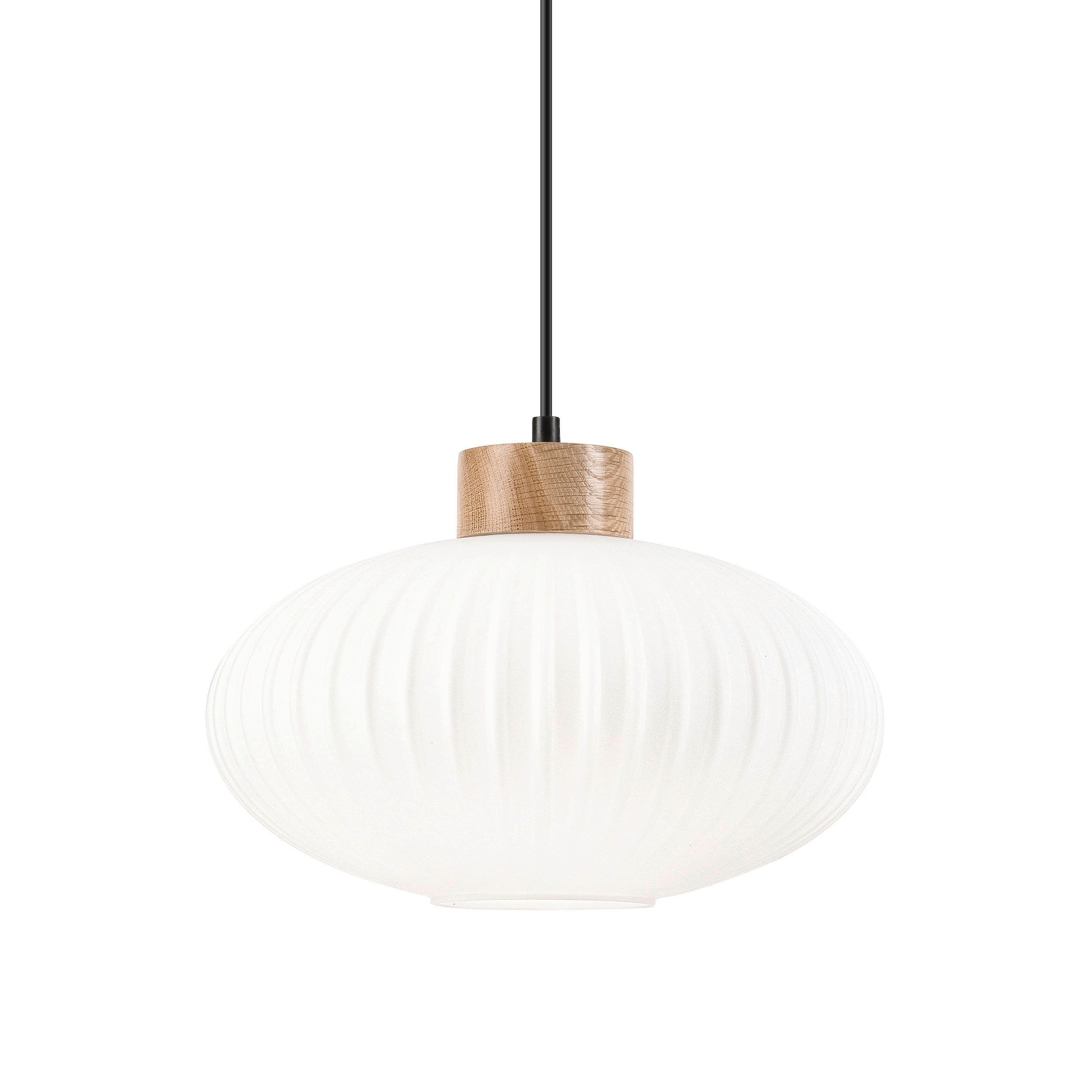 Thumbnail - Lamkur Hängeleuchte Eiche weiß Glas Holz B/H/L: ca. 30x102x30 cm 1.0 Brennstellen