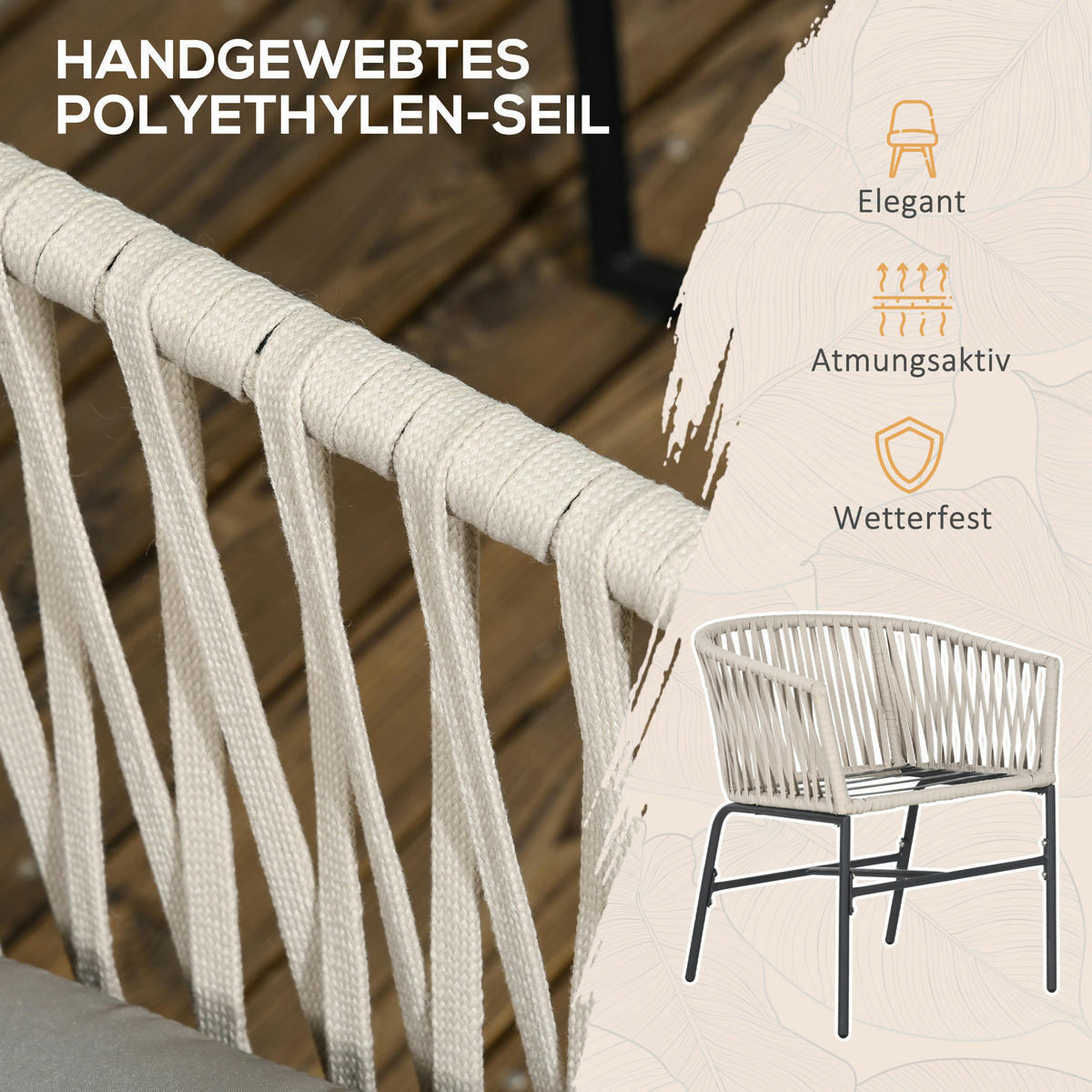 Outsunny Gartenstuhl grau Edelstahl B/H/L: ca. 60x57x71 cm Gartenstühle - grau (71,00/60,00/57,00cm) - Outsunny