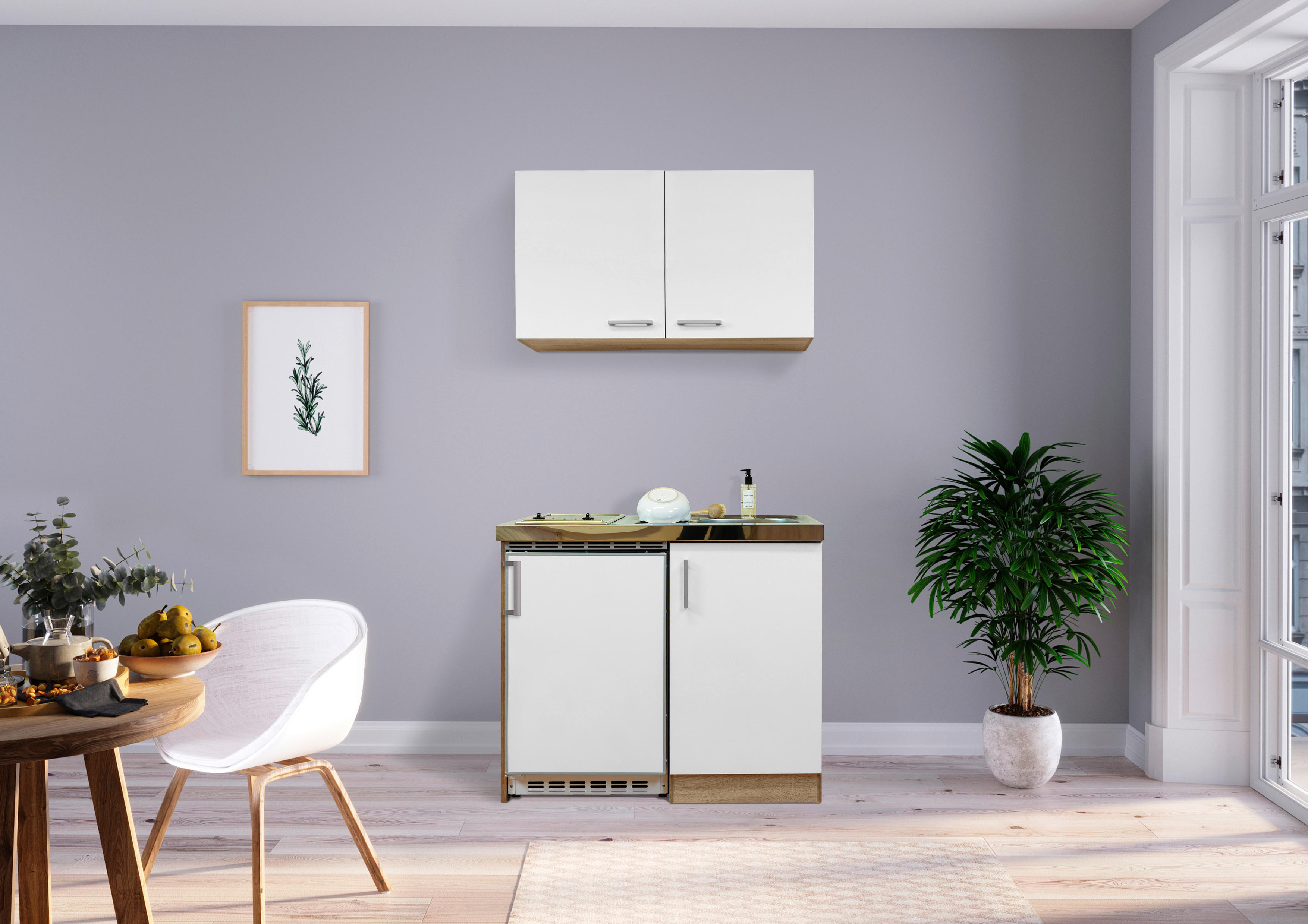 Thumbnail - Respekta Miniküche 100 weiß matt B/H/T: ca. 100x200x60 cm