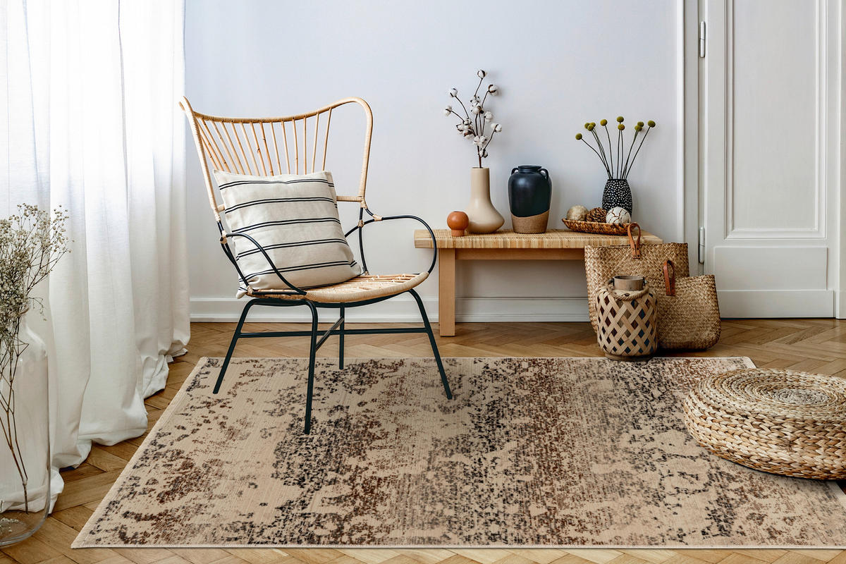 Kayoom Kurzflorteppich Charin 225 beige B/H/L: ca. 80x0,35x150 cm Charin 225 - beige (150,00/80,00/0,35cm) - Kayoom