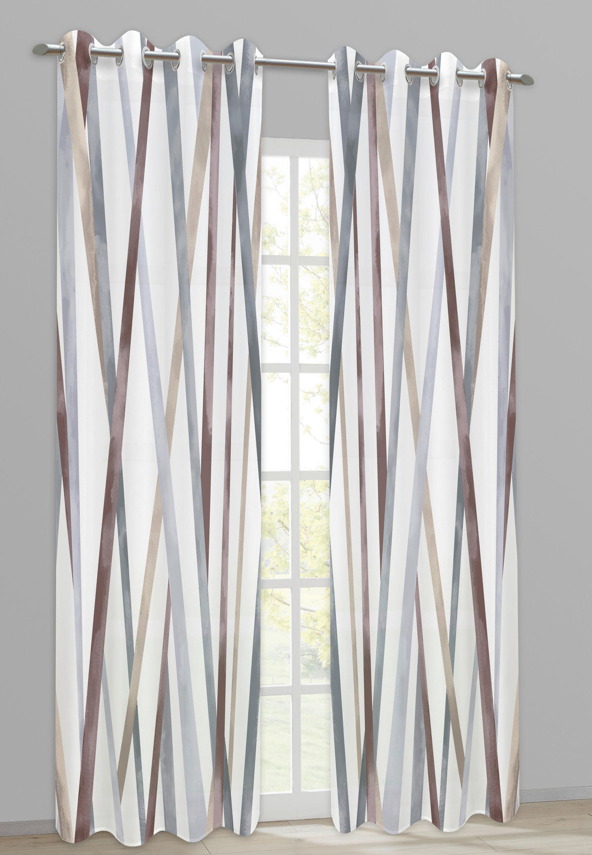 Ösenvorhang Melanie grau B/L: ca. 135x245 cm Melanie - braun/grau (135,00/245,00cm) - silver edition