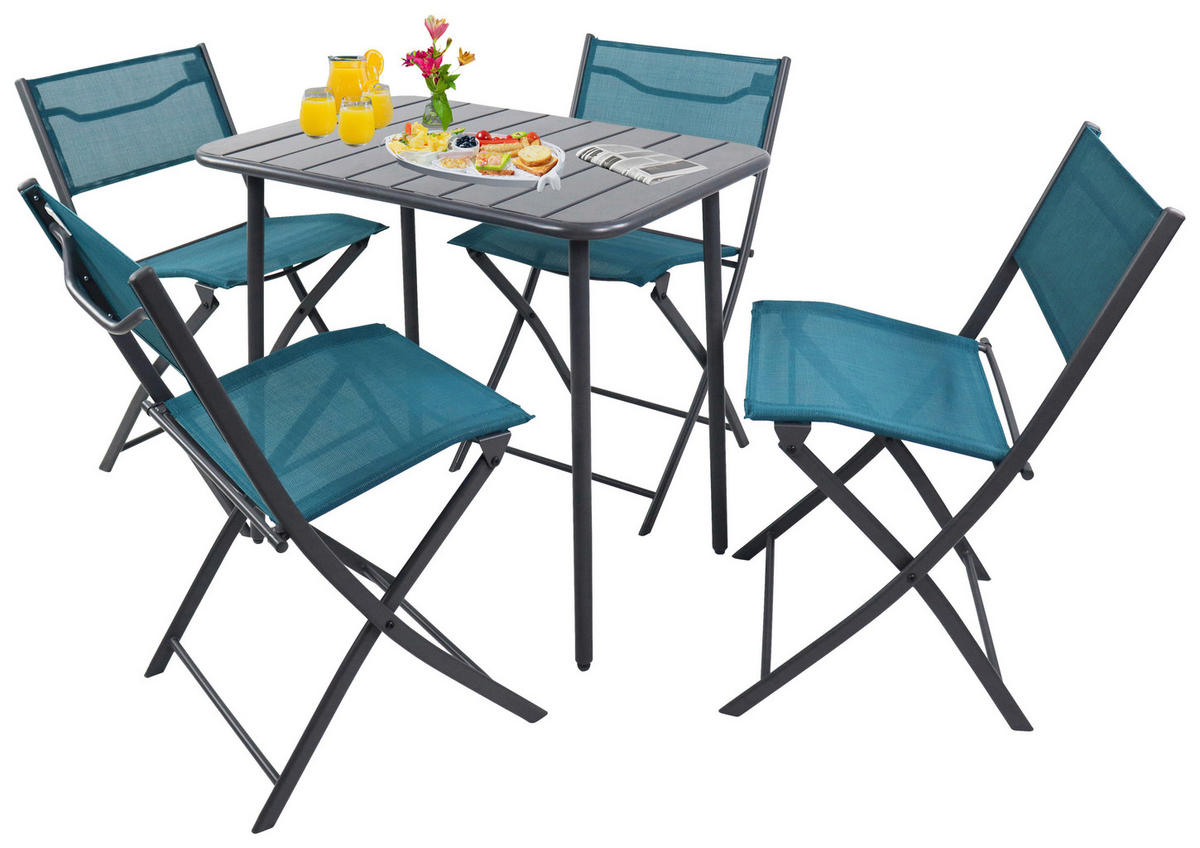 VCM Gartensitzgruppe Sumila türkis Stahl B/H/L: ca. 80x72x55 cm Sumila - türkis (55,00/80,00/72,00cm) - VCM