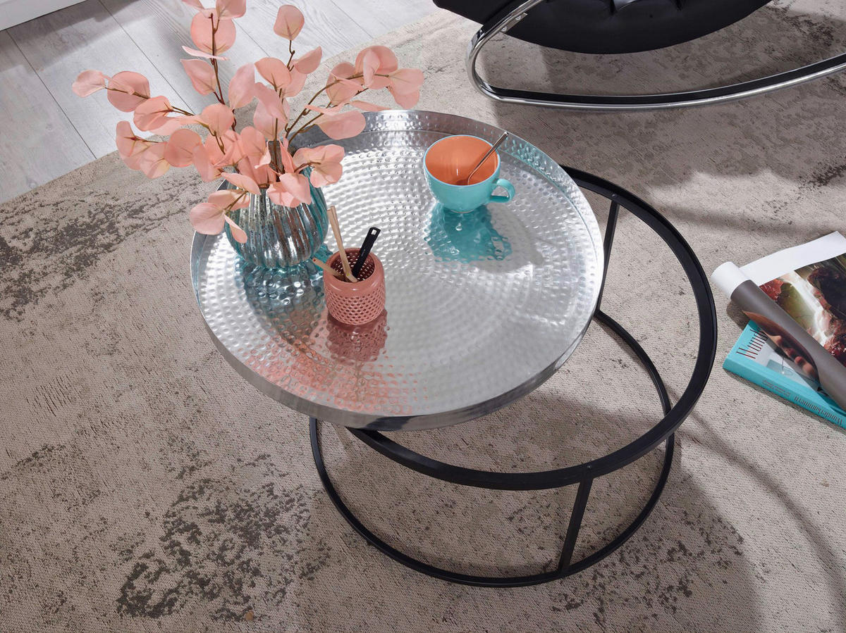 Couchtisch silber B/H/T: ca. 62x36x62 cm Couchtisch - silber (62,00/36,00/62,00cm) - Wohnling