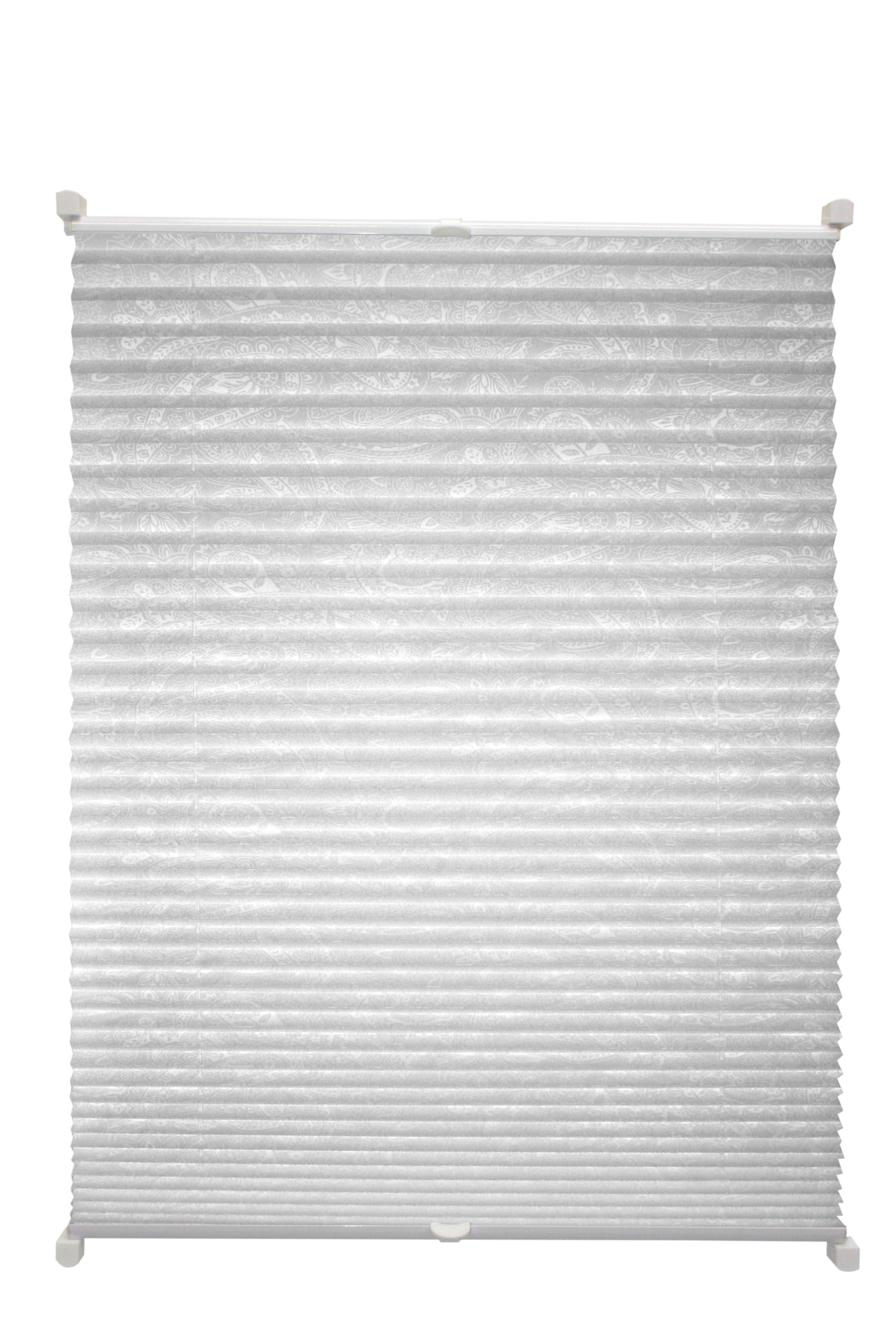 Thumbnail - Boviva Spannplissee Paisley weiß B/L: ca. 100x130 cm