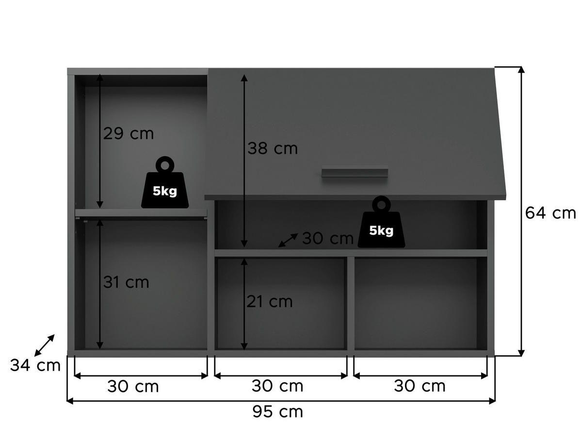 Hängeschrank Free anthrazit B/H/T: ca. 95x64x34 cm Free - anthrazit (95,00/64,00/34,00cm) - xonox.home