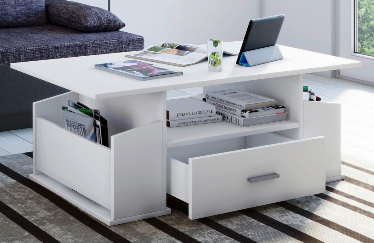 Couchtisch Junata weiß B/H/T: ca. 110x44x52 cm Junata - weiß (110,00/44,00/52,00cm) - VCM Möbel