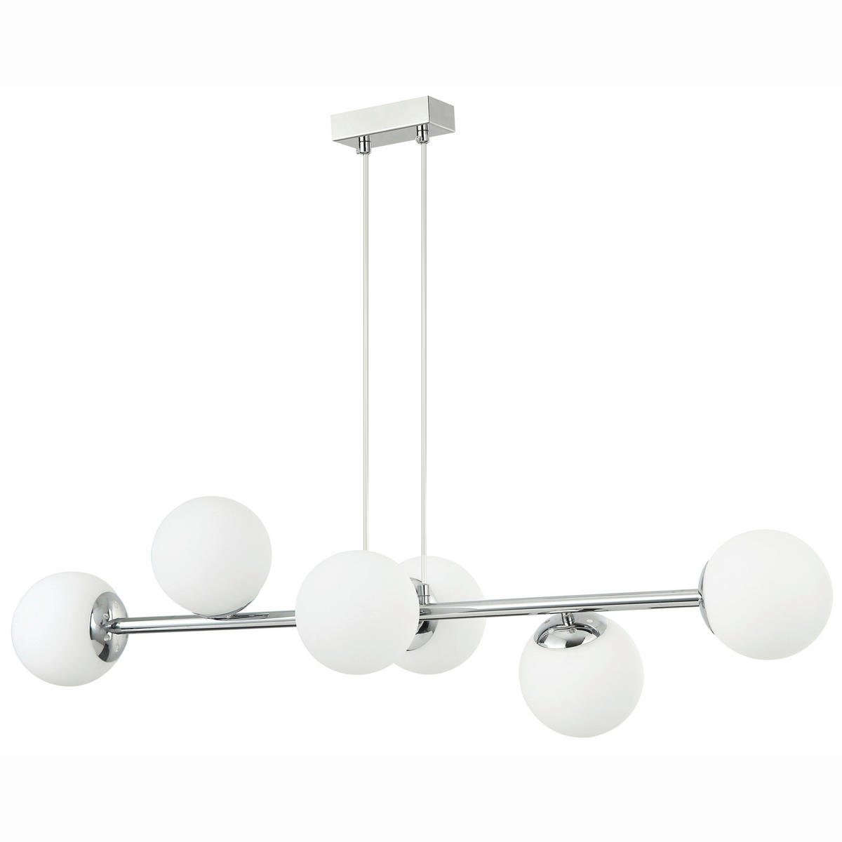 Lamkur Hängeleuchte Chrom Glas Stahl B/H/L: ca. 111x40x96 cm E14 6 Brennstellen Maddie - Chrom (96,00/111,00/40,00cm) - Lamkur