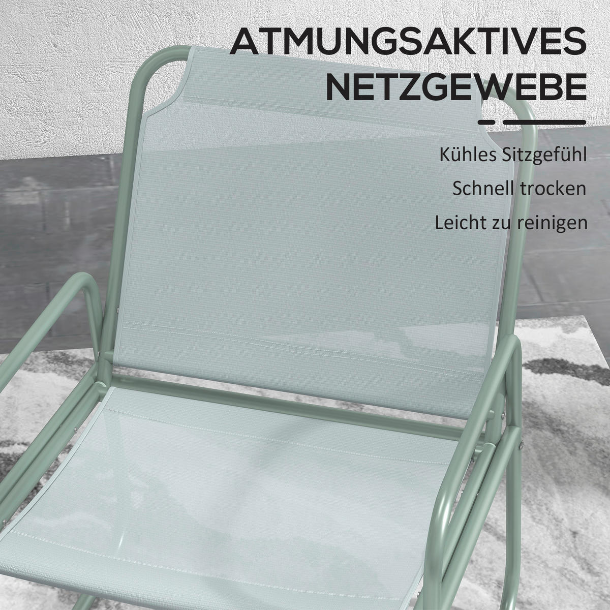 Outsunny Sitzgruppe grün Mesh B/H/L: ca. 57x63x82 cm Gartenmöbel-Set - grün (82,00/57,00/63,00cm) - Outsunny