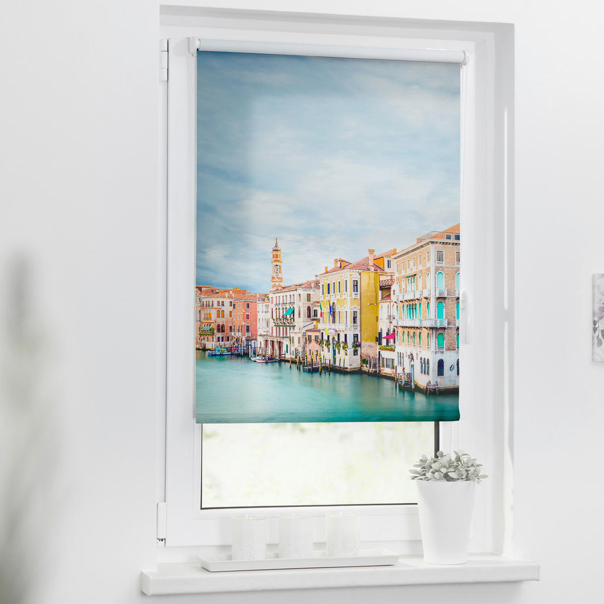 Verdunkelungsrollo Venedig blau B/L: ca. 80x150 cm Venedig - blau (80,00/150,00cm) - LICHTBLICK