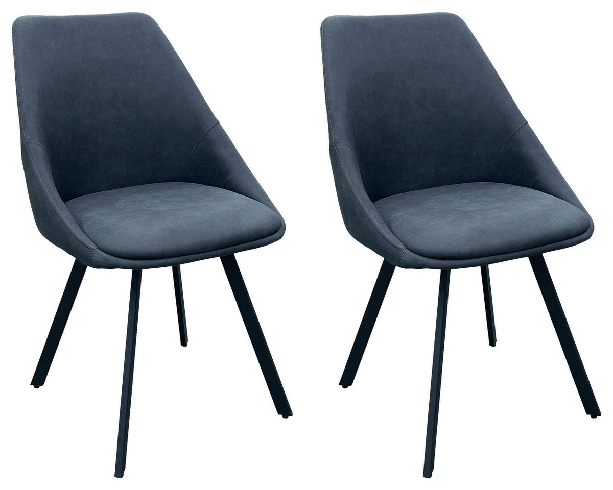 Stuhl JASPER 2er-Set. anthrazit Microfaser B/H/T: ca. 55x89x53 cm JASPER 2er-Set. - schwarz/anthrazit (55,00/89,00/53,00cm) - byLIVING