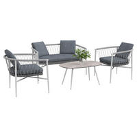 Outsunny Sitzgruppe grau Edelstahl B/H/L: ca. 68x121x67 cm Rattan_Gartenmöbel-Set - grau (67,00/68,00/121,00cm) - Outsunny