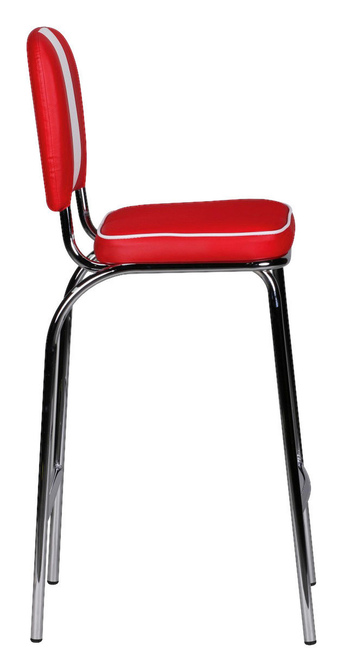 Barhocker rot weiß Chrom Kunstleder Stoff Chrom B/H/T: ca. 40x110x38 cm Barstuhl American Diner - weiß/rot (40,00/110,00/38,00cm) - Wohnling