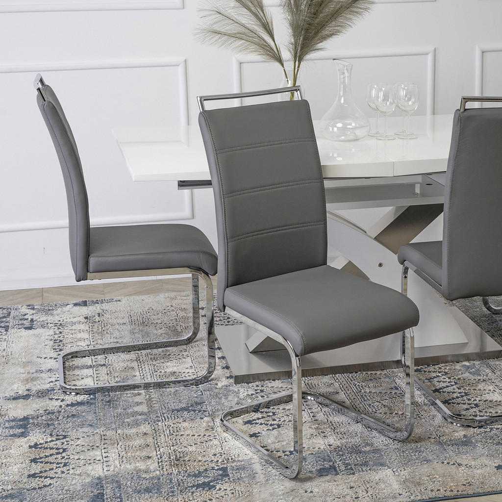 Thumbnail - Stuhl LOCA grau Kunstleder B/H/T: ca. 43x102x54 cm