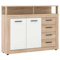 Kommode LUNA MIDI Eiche Sonoma Nachbildung weiß B/H/T: ca. 119,5x96,8x32 cm LUNA MIDI - Eiche/weiß (119,50/96,80/32,00cm) - WIPMEB