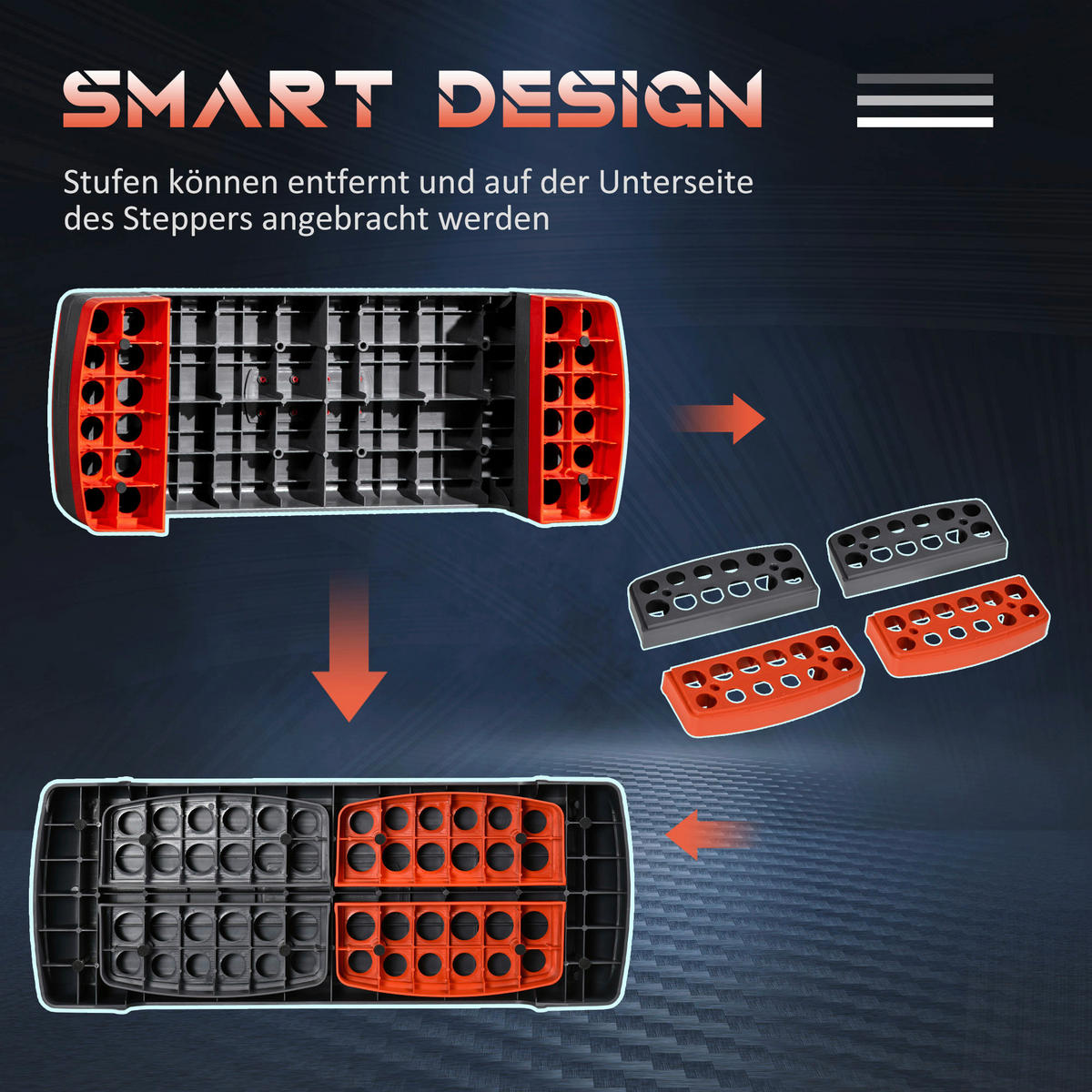 HOMCOM Fitness-Zubehör rot Polypropylen B/H/L: ca. 28x78x20 cm Steppbrett - rot (20,00/28,00/78,00cm) - HOMCOM