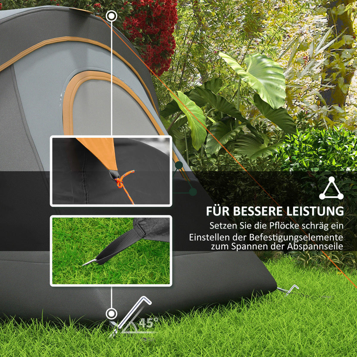 Outsunny Campingzelt schwarz Stahl B/H/L: ca. 220x180x455 cm Campingzelt - hellgrau/schwarz (455,00/220,00/180,00cm) - Outsunny