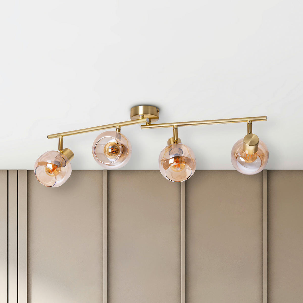 Näve Leuchten Spot gold Glas Metall B/H/T: ca. 80x20x10 cm E14 4 Brennstellen LIBBY - gold (80,00/20,00/10,00cm) - Näve Leuchten