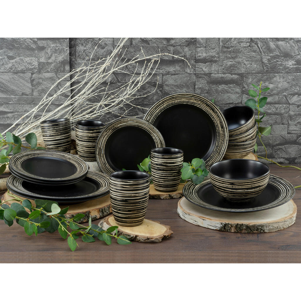 Thumbnail - CreaTable Kombiservice La Gomera Negra schwarz Keramik 16 tlg.