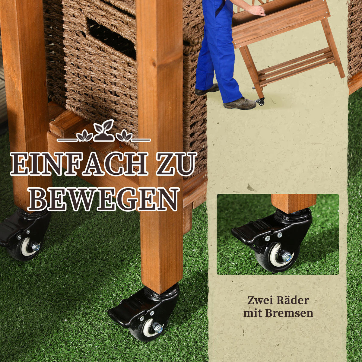 Outsunny Hochbeet braun B/H/L: ca. 29x130x79 cm Hochbeet - braun (79,00/29,00/130,00cm) - Outsunny