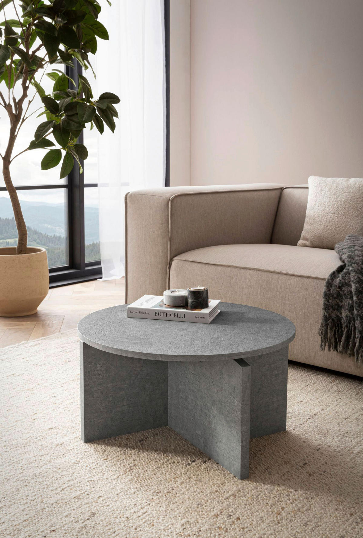 Couchtisch Beton Optik B/H/T: ca. 60x33x60 cm Couchtisch - Beton (60,00/33,00/60,00cm) - Wohnling
