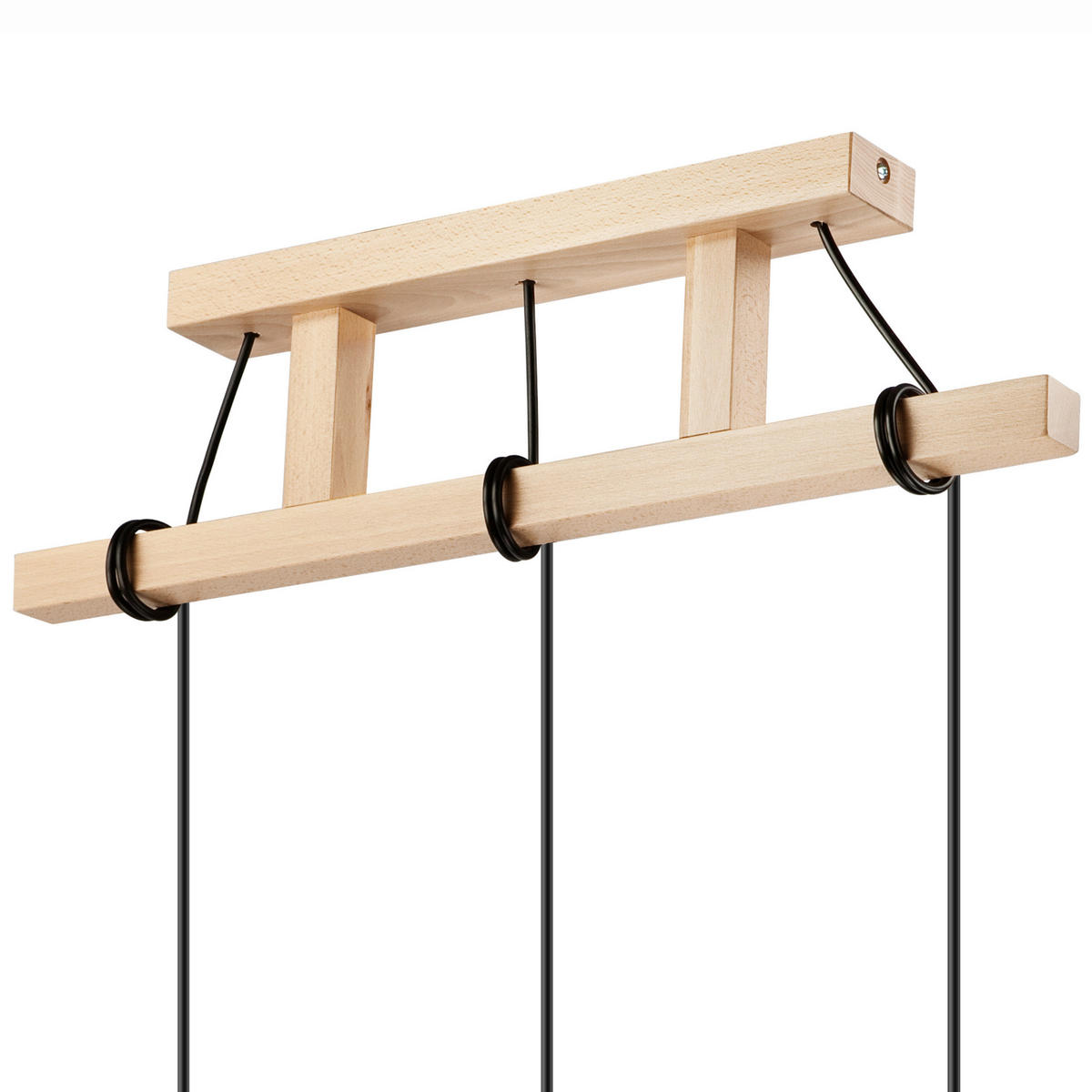 Lamkur Pendelleuchte LEON 34799 natur Stahl Holz H/L: ca. 74x60 cm E27 3 Brennstellen Leon - natur (60,00cm) - Lamkur