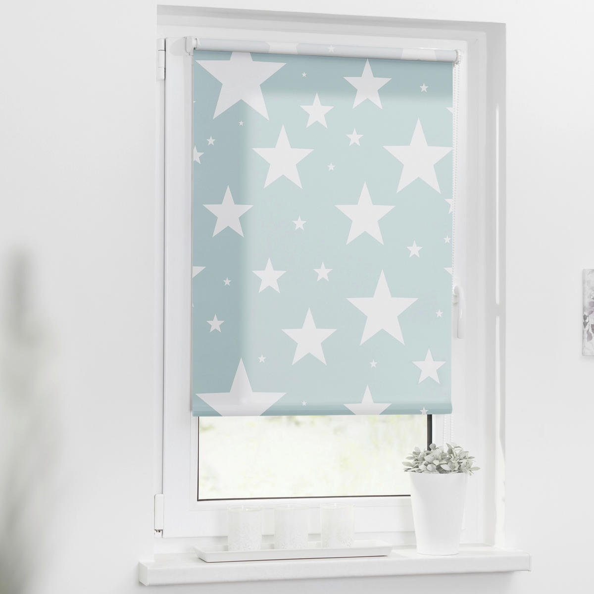 Rollo Sterne petrol B/L: ca. 80x150 cm Sterne - petrol (80,00/150,00cm) - LICHTBLICK