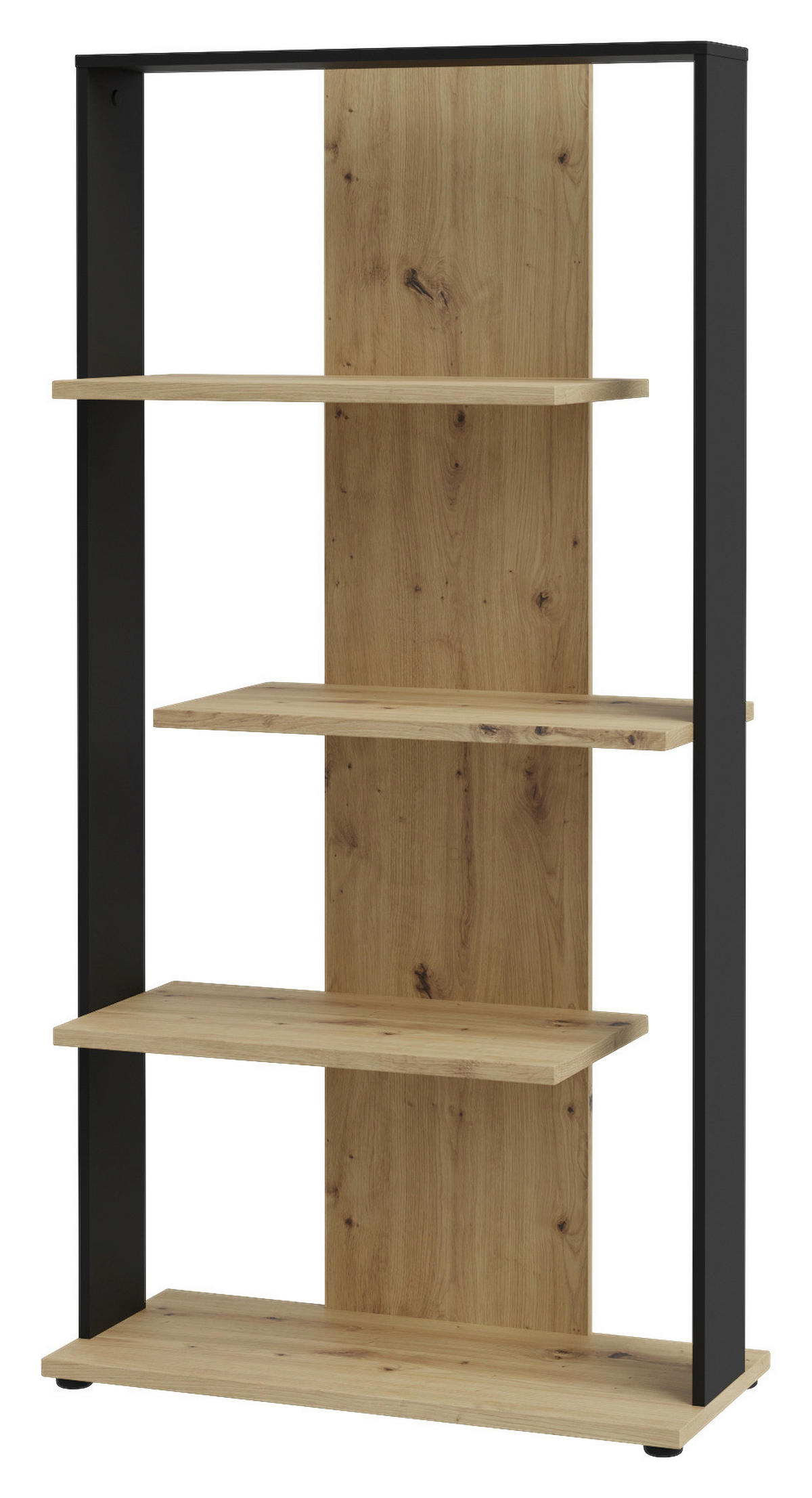 Regal  Eiche Artisan Nachbildung schwarz B/H/T: ca. 80x159x35 cm Erik_Regal ERKR611-M922 - Eiche/schwarz (80,00/159,00/35,00cm)